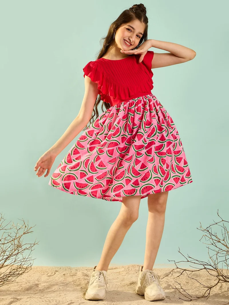 Cherry & Jerry Girls Pink Ruffle Short Dress