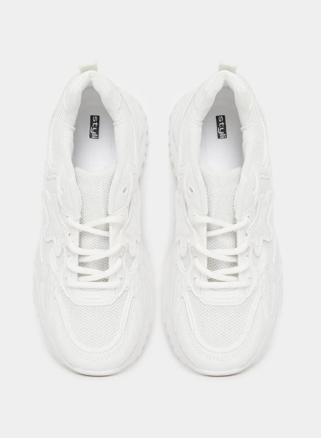 Styli Star Patch Design Textured Sneakers