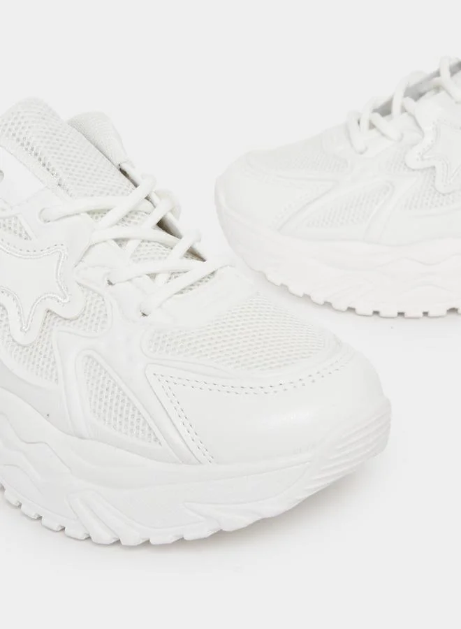 Styli Star Patch Design Textured Sneakers