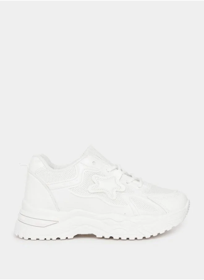 Styli Star Patch Design Textured Sneakers