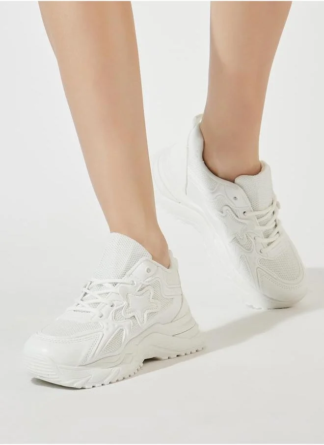 Styli Star Patch Design Textured Sneakers