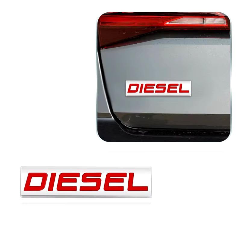AutoBizarre 3D Raised Diesel Metal Monogram Emblem Badge Sticker for All Cars & Bikes (Silver Red) - Image 2