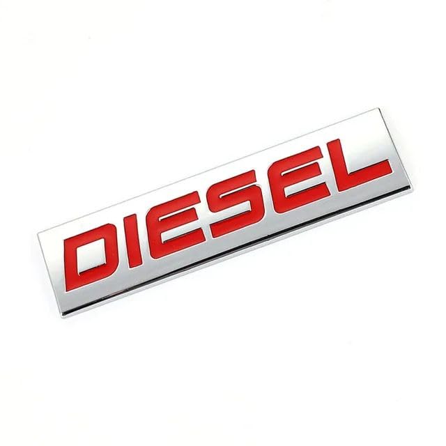 AutoBizarre 3D Raised Diesel Metal Monogram Emblem Badge Sticker for All Cars & Bikes (Silver Red) - Image 1