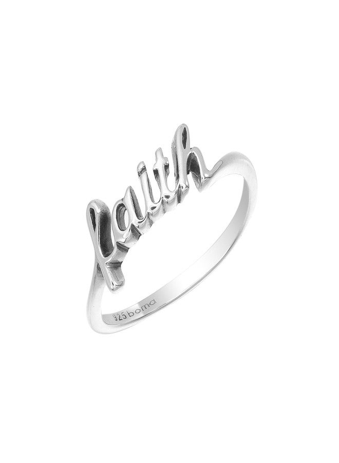 Boma Sterling Silver Faith Script Ring, Size 8 - Image 1