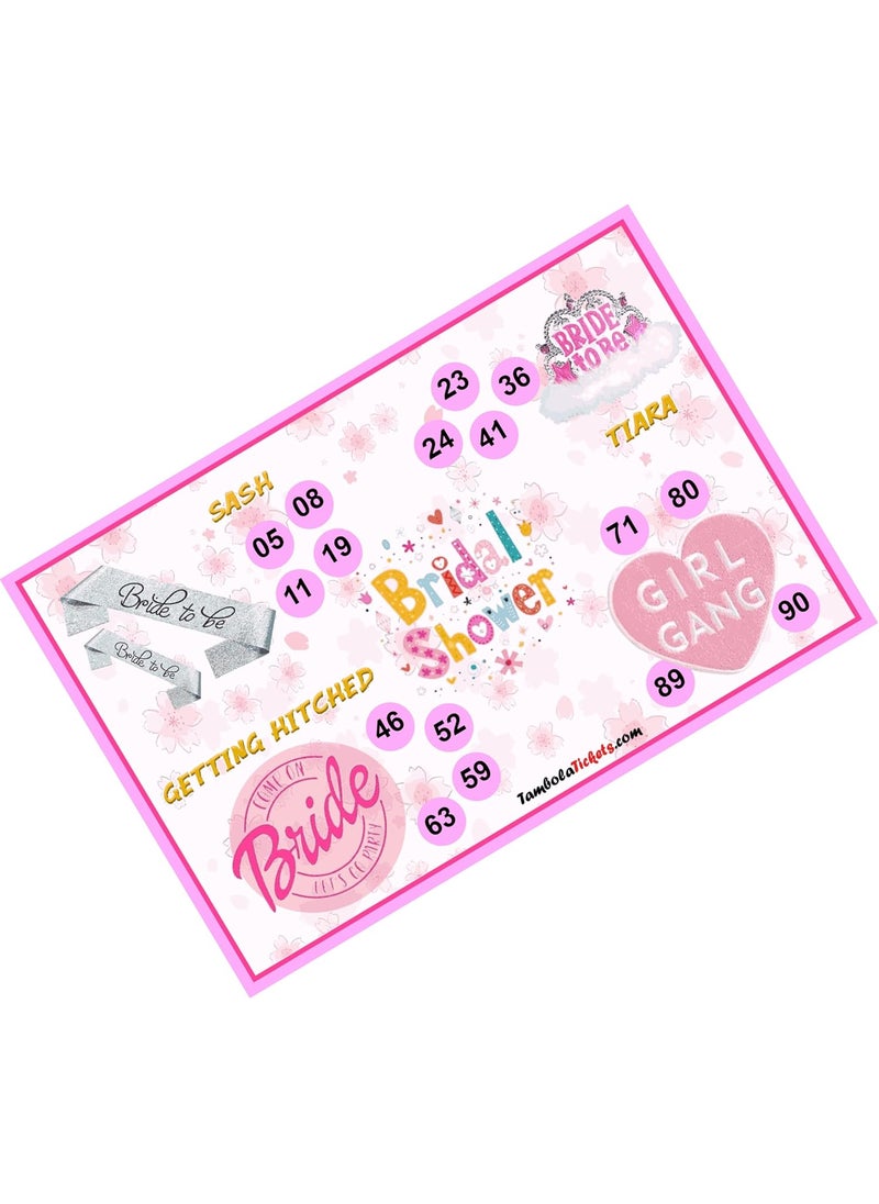 TambolaTickets.com TambolaTicketscomGetting Hitched Bridal Shower Theme tambola Tickets Bingo housie lotto Printed on Hard Sheet Big Size Tickets 24 Cards 