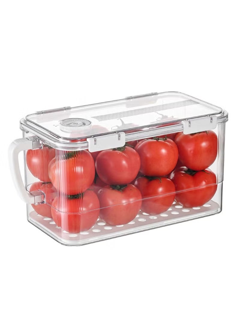 Refrigerator Storage Container (with Lid) — Leak-proof Sealing Latch, Built-in Foldable Handle — Stackable Refrigerator Organizer for Fruits, Vegetables, Meat, Snacks, and More. 6.2L - Image 1