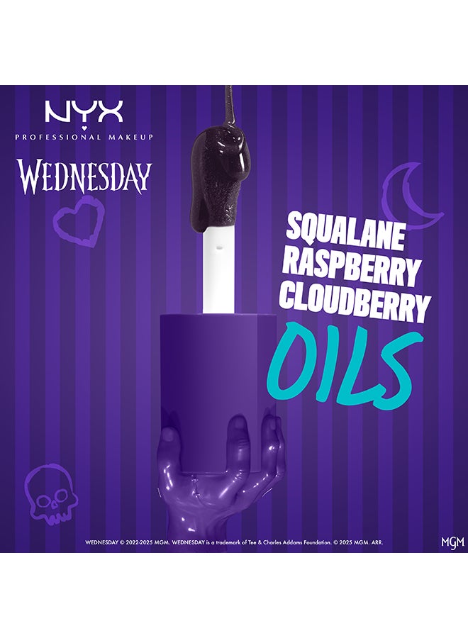 NYX PROFESSIONAL MAKEUP Wednesday Color-Shifting Lip Oil, Nightshade, Lip Oil, 12H Hydration, High-shine Finish - Image 5