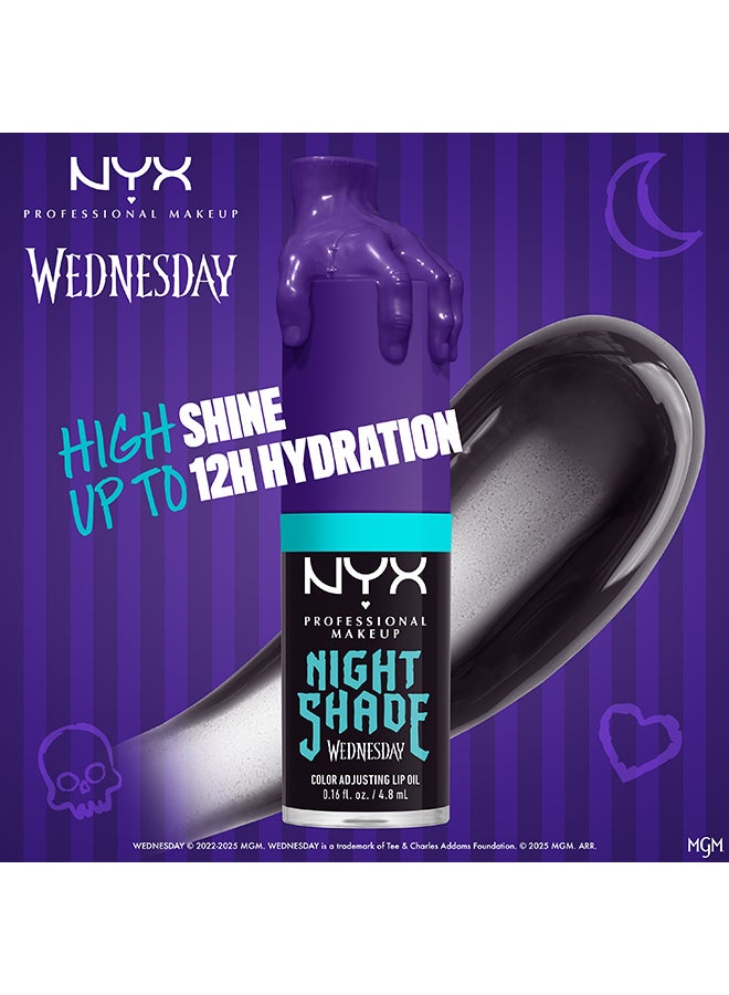 NYX PROFESSIONAL MAKEUP Wednesday Color-Shifting Lip Oil, Nightshade, Lip Oil, 12H Hydration, High-shine Finish - Image 3
