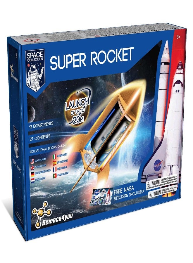 Science4you NASA Super Rocket Launcher - Space Game with 13 Experiments for Kids, Make Your Own Scientific Rockets and Launch Them up to 20 Metres High, Gift for Boys and Girls 8+ Years Old - Image 1