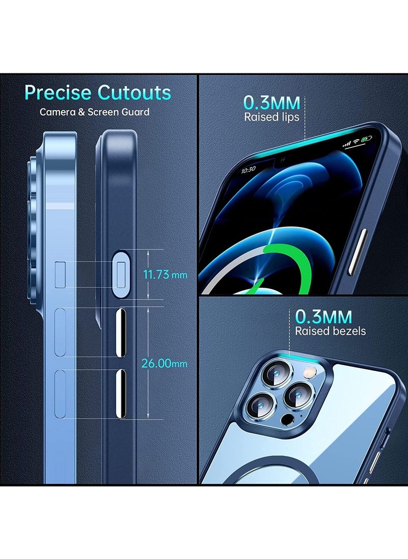 Generic - Built in Magnets Compatible with MagSafe Clear Hard PC Back Cover Soft TPU Frame Shockproof Protective Slim Bumper Case for iPhone 13 Pro Max_Blue - Image 1