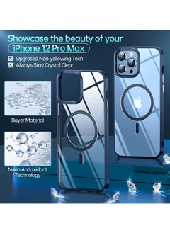 Generic Built in Magnets Compatible with MagSafe Clear Hard PC Back Cover Soft TPU Frame Shockproof Protective Slim Bumper Case for iPhone 13 Pro Max_Blue  - Image 2