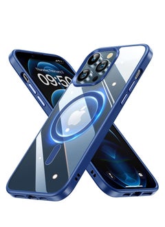 Built in Magnets Compatible with MagSafe Clear Hard PC Back Cover Soft TPU Frame Shockproof Protective Slim Bumper Case for iPhone 13 Pro Max_Blue