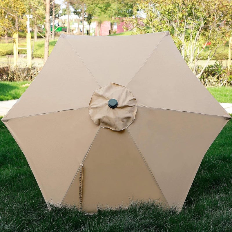 Blissun 7.5 ft Patio Umbrella, Yard Umbrella, Outdoor Market Umbrella with Push Button Tilt Crank (Tan) - Image 4
