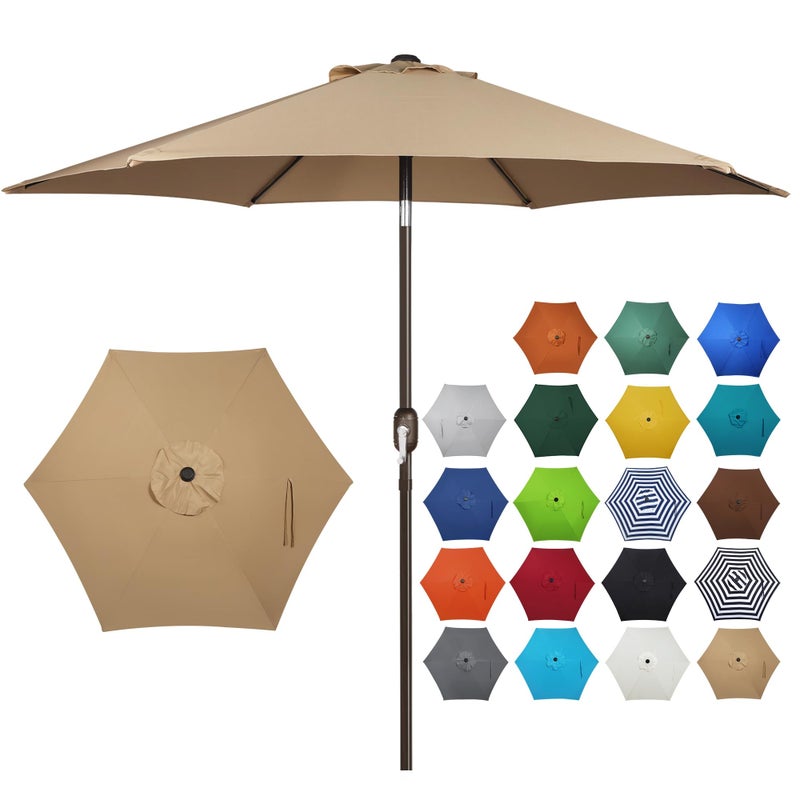 Blissun 7.5 ft Patio Umbrella, Yard Umbrella, Outdoor Market Umbrella with Push Button Tilt Crank (Tan) - Image 1