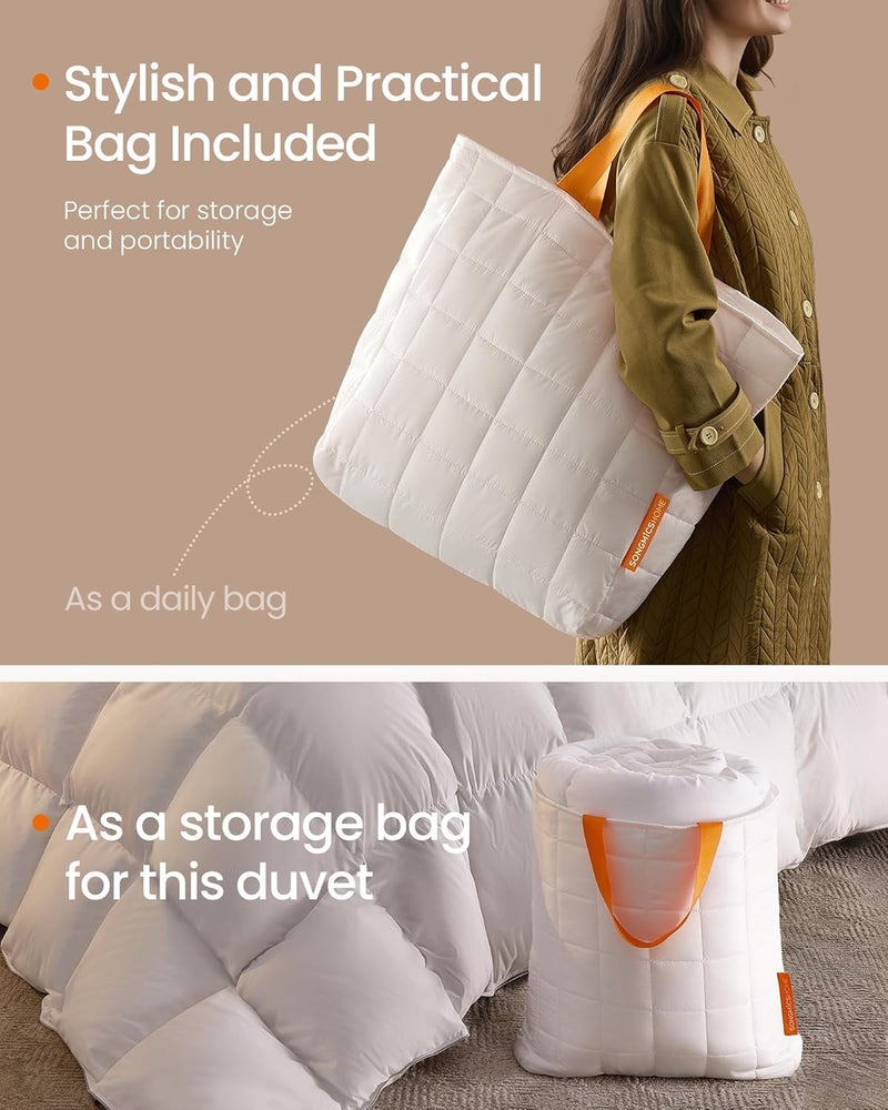 SONGMICS HOME Down Comforter, Down Duvet, King Size Duvet Insert, Feather Comforter with Corner Loops, 65 oz Filling, for All Seasons, Winter, Hotel, 106 x 90 Inches, Cloud White - Image 5