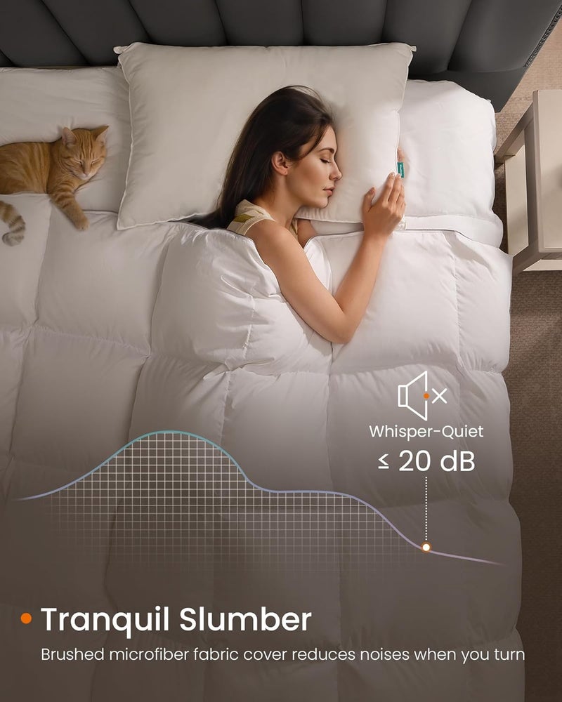 SONGMICS HOME Down Comforter, Down Duvet, King Size Duvet Insert, Feather Comforter with Corner Loops, 65 oz Filling, for All Seasons, Winter, Hotel, 106 x 90 Inches, Cloud White - Image 3