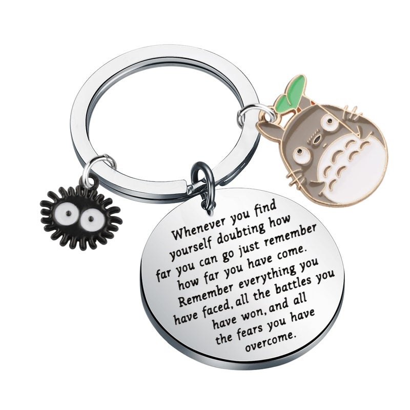 MAOFAED Anime Cat Keychain with Inspirational Saying, Japanese Anime Gift, Cat Lady Gifts, Manga Lover Gift(wheneverCat) - Image 1