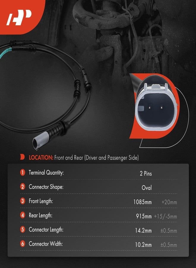 A-Premium Front and Rear Disc Brake Pad Wear Sensors Compatible with BMW 528i, 535d, 535i, 550i, 640i, 650i, 528i/535d/535i/550i/640i/650i xDrive, Alpina B6 xDrive Gran Coupe, ActiveHybrid 5, 2-PC Set - Image 2