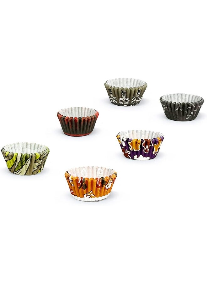 qiqee qiqee Halloween Cupcake Liners Mini Muffin Liners for Halloween 300-Count 6 Original Design No Smell, Food Grade Baking Cups Paper(Small Size)  - Image 4