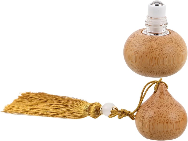 Roller Ball Bottle 1ml Small Essential Oil Container Refillable Portable Perfume Roll-on Bottle with Yellow Tassel for Aromatherapy and Travel - Image 1