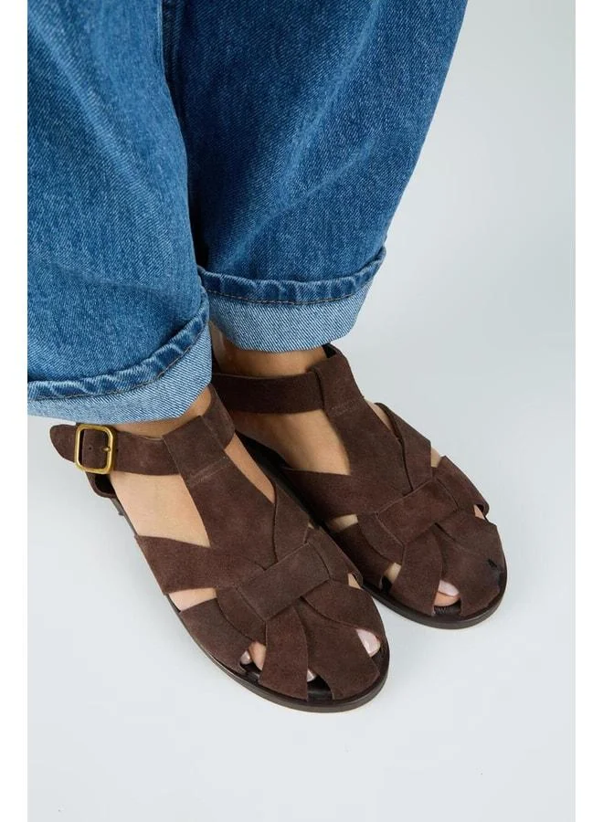 Manijero  Lolie Women's Genuine Leather Caged Coffee Sandal for Women | Best Price UAE
