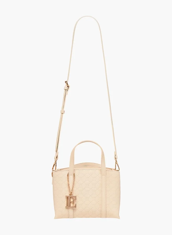 ايل Women Embossed Tote Bag with Double Handle and Zip Closure
