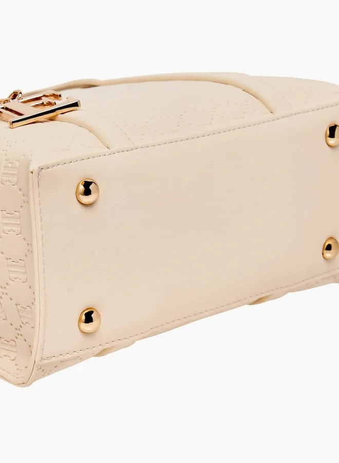 ايل Women Embossed Tote Bag with Double Handle and Zip Closure