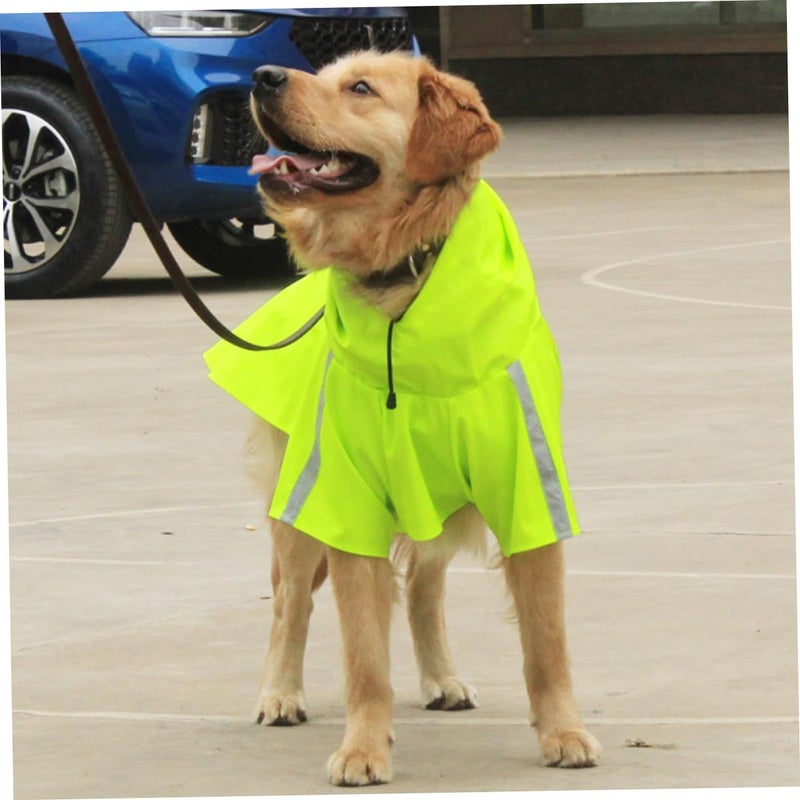 Light Green Pet Rain Coat With Reflective Stripes Dog Hoodie - Image 3