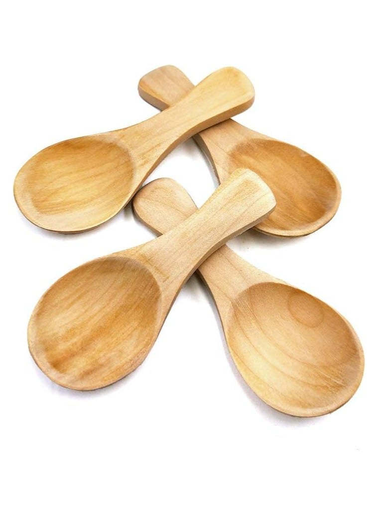 أوزيغالور 10 قطع ملاعق ملح خشبية صغيرة مصنوعة يدويًا ملاعق ملح خشبية صغيرة توابل سكر صغيرة توابل توابل أطفال من الخشب الصلب ملعقة صغيرة عسل شاي شاي قهوة شاي مربى خردل آيس كريم حليب آيس كريم (لون حقيقي) - Image 2
