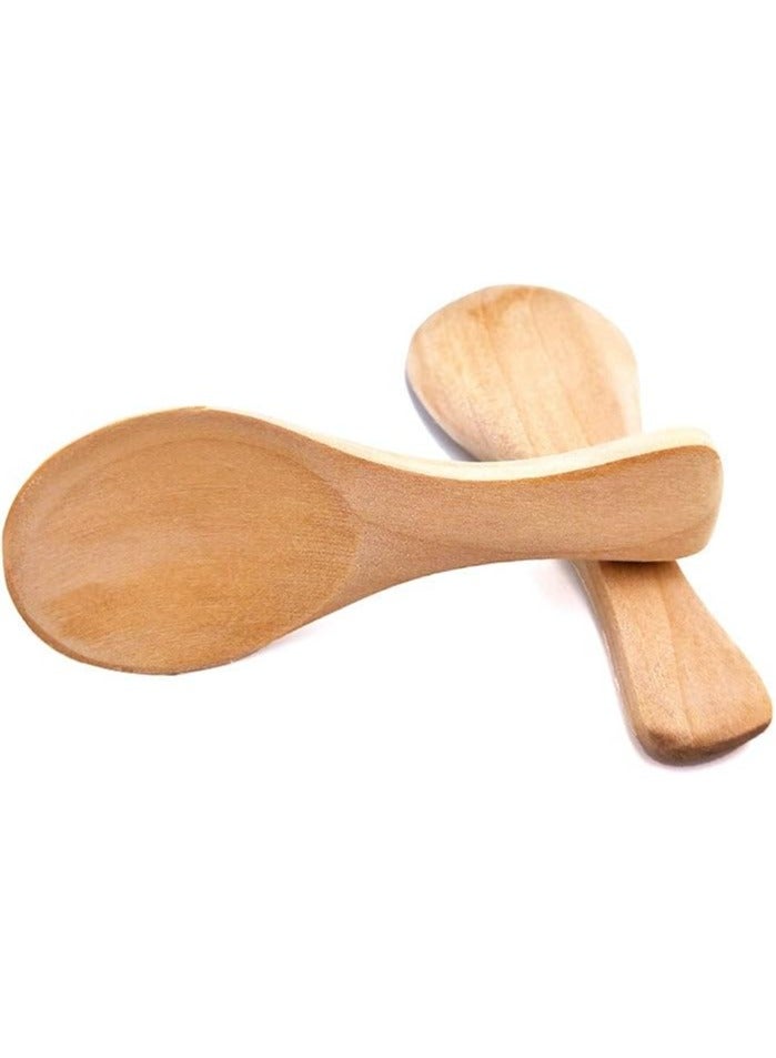 أوزيغالور 10 قطع ملاعق ملح خشبية صغيرة مصنوعة يدويًا ملاعق ملح خشبية صغيرة توابل سكر صغيرة توابل توابل أطفال من الخشب الصلب ملعقة صغيرة عسل شاي شاي قهوة شاي مربى خردل آيس كريم حليب آيس كريم (لون حقيقي) - Image 3