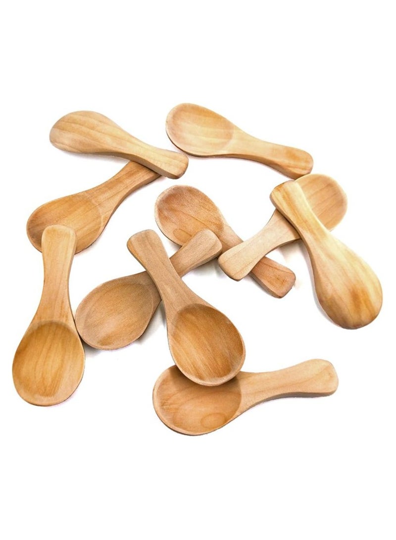 أوزيغالور 10 قطع ملاعق ملح خشبية صغيرة مصنوعة يدويًا ملاعق ملح خشبية صغيرة توابل سكر صغيرة توابل توابل أطفال من الخشب الصلب ملعقة صغيرة عسل شاي شاي قهوة شاي مربى خردل آيس كريم حليب آيس كريم (لون حقيقي) - Image 5