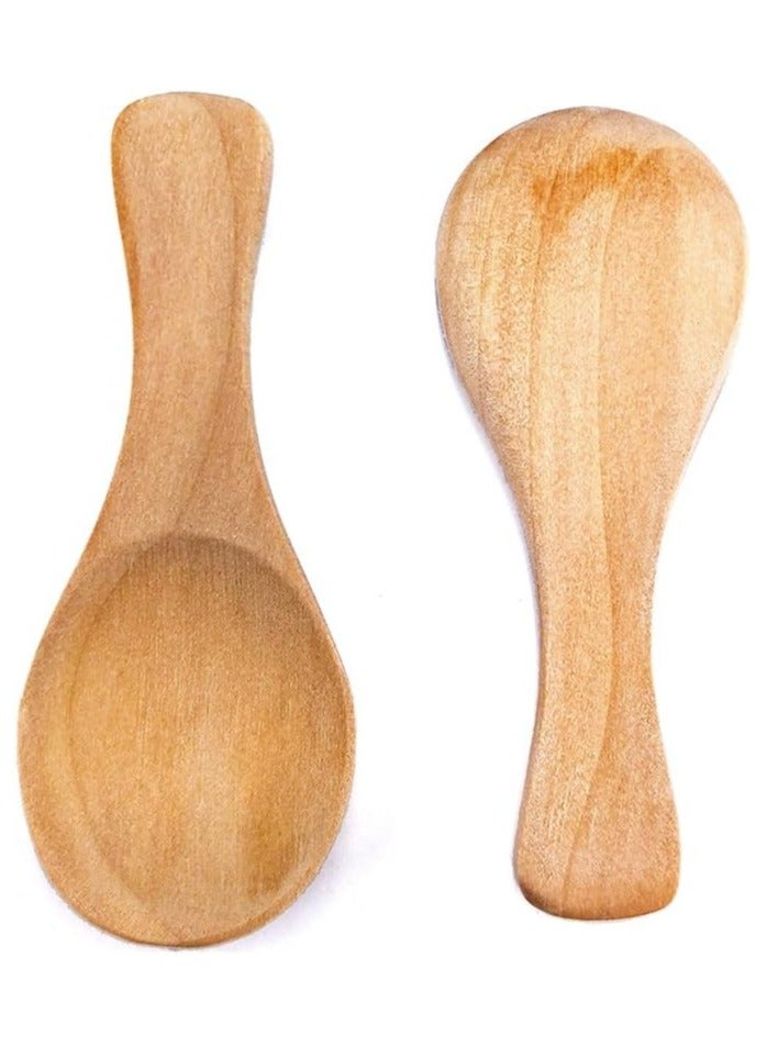 أوزيغالور 10 قطع ملاعق ملح خشبية صغيرة مصنوعة يدويًا ملاعق ملح خشبية صغيرة توابل سكر صغيرة توابل توابل أطفال من الخشب الصلب ملعقة صغيرة عسل شاي شاي قهوة شاي مربى خردل آيس كريم حليب آيس كريم (لون حقيقي) - Image 4