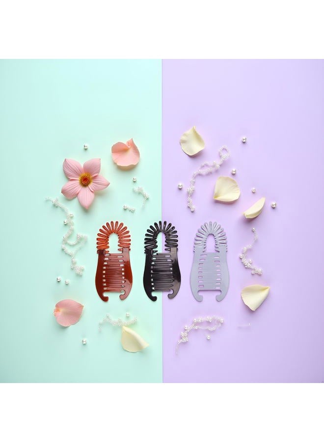 Sluswallow 3Pcs Colorful Elongated Interlocking Plastic Banana Clip Hair Combs - Women Two Sides Hair Combs Ponytail Hair Clincher Hair Accessories for Ponytail Holder, Hair Clips, Clips and Barrettes - Image 3