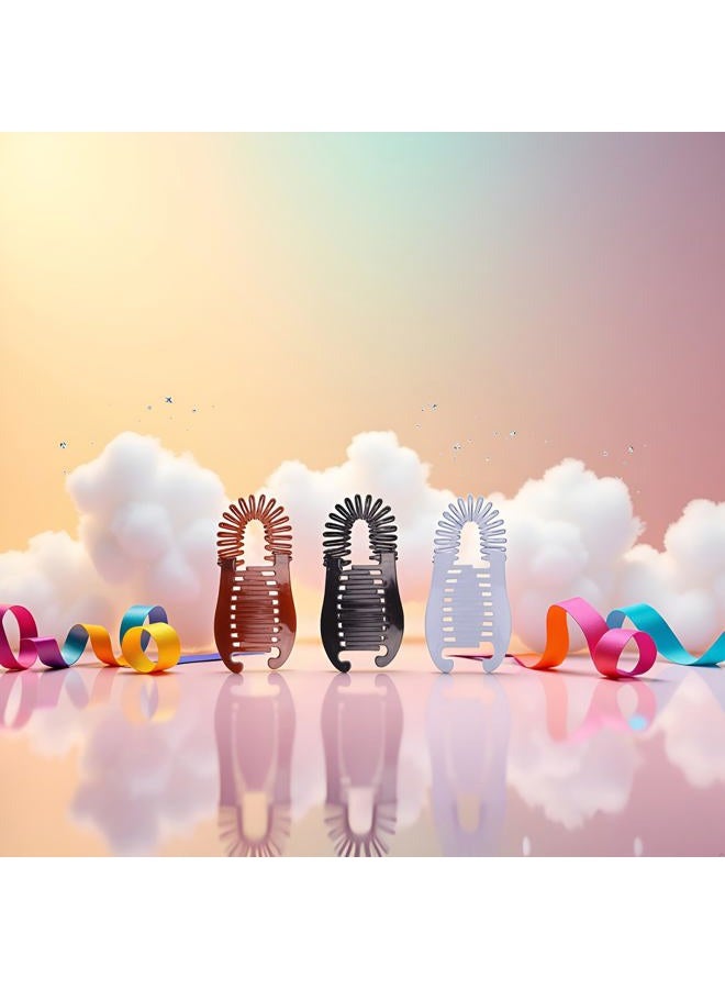 Sluswallow 3Pcs Colorful Elongated Interlocking Plastic Banana Clip Hair Combs - Women Two Sides Hair Combs Ponytail Hair Clincher Hair Accessories for Ponytail Holder, Hair Clips, Clips and Barrettes - Image 4