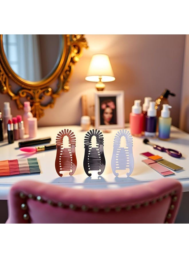 Sluswallow 3Pcs Colorful Elongated Interlocking Plastic Banana Clip Hair Combs - Women Two Sides Hair Combs Ponytail Hair Clincher Hair Accessories for Ponytail Holder, Hair Clips, Clips and Barrettes - Image 5