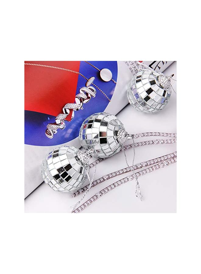 The Bros 24 قطعة كرة مرآة فضية لزينة الحفلات، شجرة عيد الميلاد، زينة حفلات الزفاف وأعياد الميلاد (4 سم) - Image 5