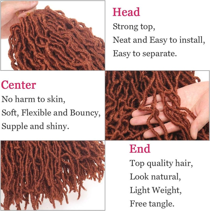 Leeven 18 Inch New Soft Locs Crochet Braids Hair 350# Pre-looped Curly Locs Braiding Hair 7 Packs Ginger Goddess Locs Hair Extensions Cooper Red Faux Locs Crochet Hair for Women - Image 4