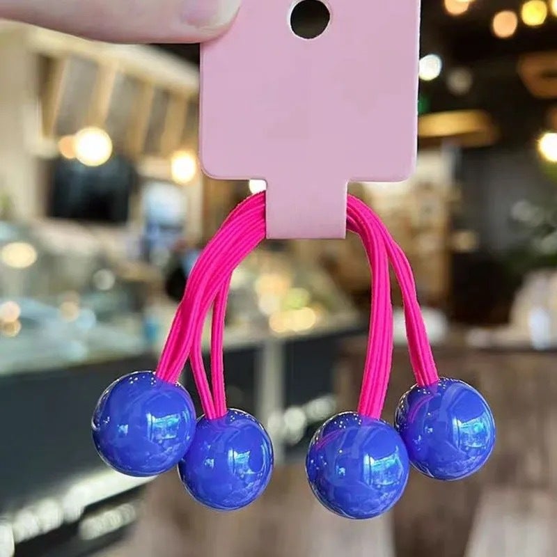 Kids Candy Color Hair Ties Ponytail Holders PJ-47 blue