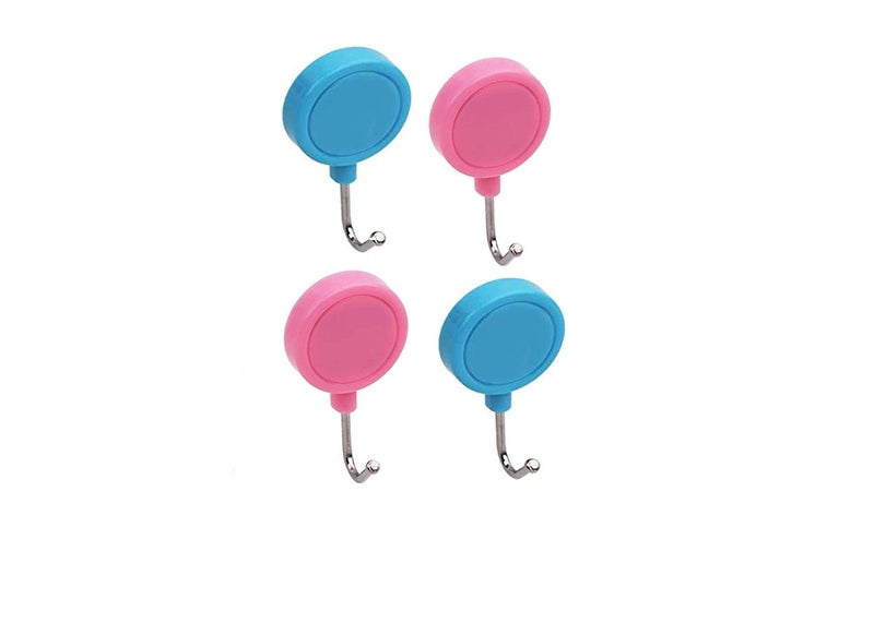 HiFam Magnetic Hooks for Hanging | Colorful Round Magnetic Hooks| Keys Hanger Office | Holds Strong | Kitchen Fridge Refrigerator Hook | Material : Plastic | Multicolored | 8 PCs | - Image 2