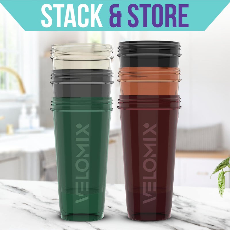 VELOMIX -6 PACK- Shaker Cups for Protein Shakes 28 oz - 6x Wire Whisk | Leak Proof Protein Shaker Bottle for Protein Shakes, Shaker Bottle Pack for Pre & Post Workout, Shaker Cup, Shaker Bottle Cups - Image 5