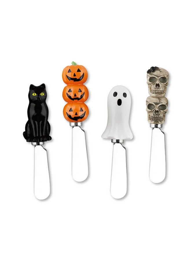 Supreme Housewares Supreme Housewares Cheese and Butter Spreader Knives Halloween Decor 4-Piece Hand Painted Resin Handle with Stainless Steel Blade Multipurpose Cheese Spreader set (Halloween)  - Image 1