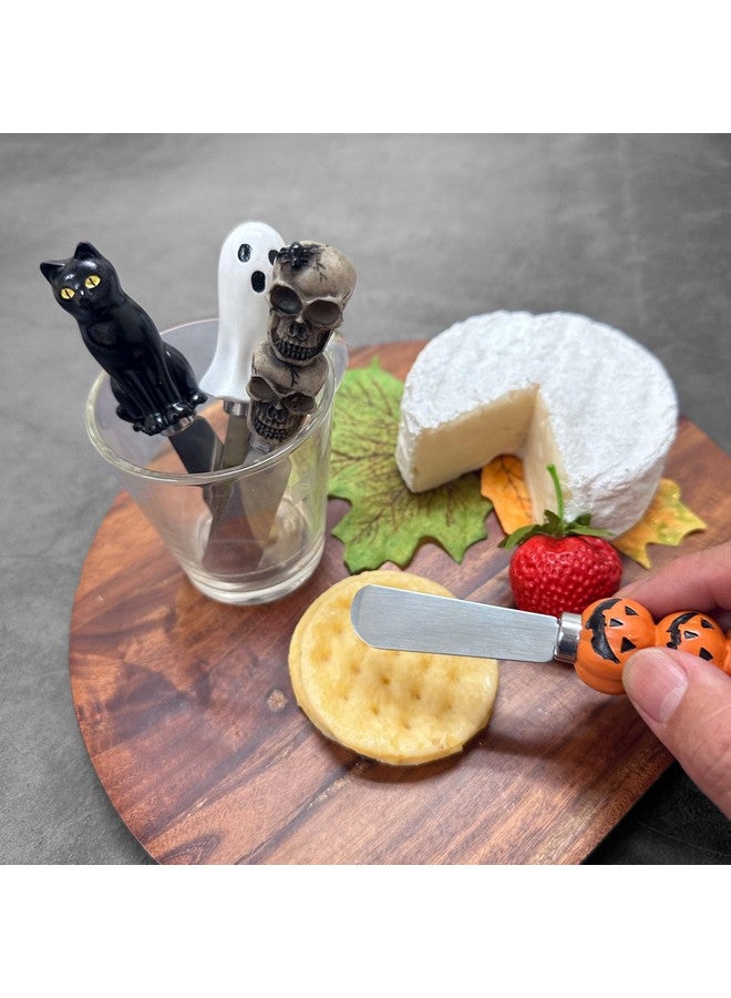 Supreme Housewares Supreme Housewares Cheese and Butter Spreader Knives Halloween Decor 4-Piece Hand Painted Resin Handle with Stainless Steel Blade Multipurpose Cheese Spreader set (Halloween)  - Image 5