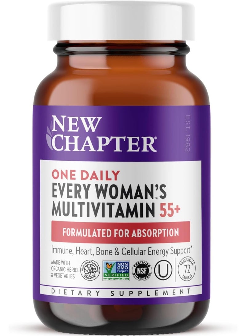 New Chapter Every Woman's One Daily 55+ - Multivitamin for Women - Supports Immune, Bone & Vision Health* - Gentle on the Stomach - Non-GMO, Gluten Free, Dairy Free, Vegetarian & Kosher - 72 Tablets - Image 1