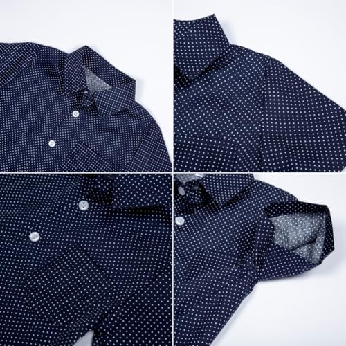 Mud Kingdom Cute Summer Button Down Shirt for Little Boys Navy Polka Dots Casual 6 Years - Image 5