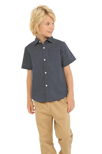 Mud Kingdom Cute Summer Button Down Shirt for Little Boys Navy Polka Dots Casual 6 Years - Image 3