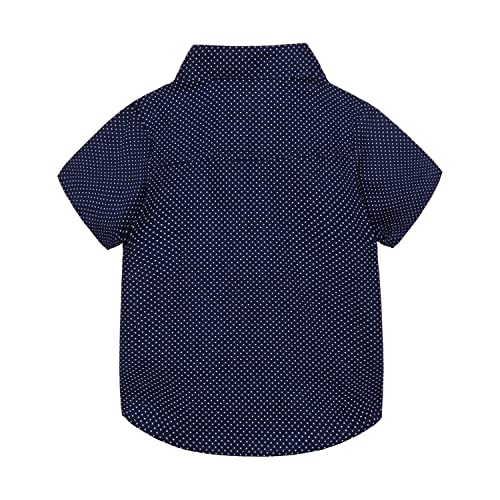 Mud Kingdom Cute Summer Button Down Shirt for Little Boys Navy Polka Dots Casual 6 Years - Image 2