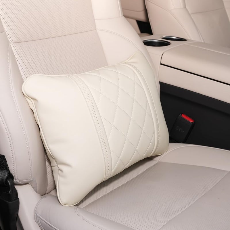 Car Pillows Napa Leather Car Seat Rest Cushion Car Lumbar Pillow for Mercedes Benz Maybach SClass Lumbar Support Pillow car AccessoriesBeige