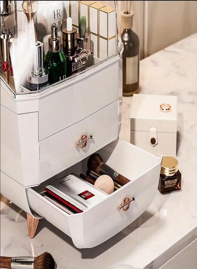 Azelf Cosmetic Organizer Box Desktop Dressing Table Drawer Jewelry Storage Rack High-Level Large Capacity Skin Care Storage Box Dust-proof with Lid cover - Image 3