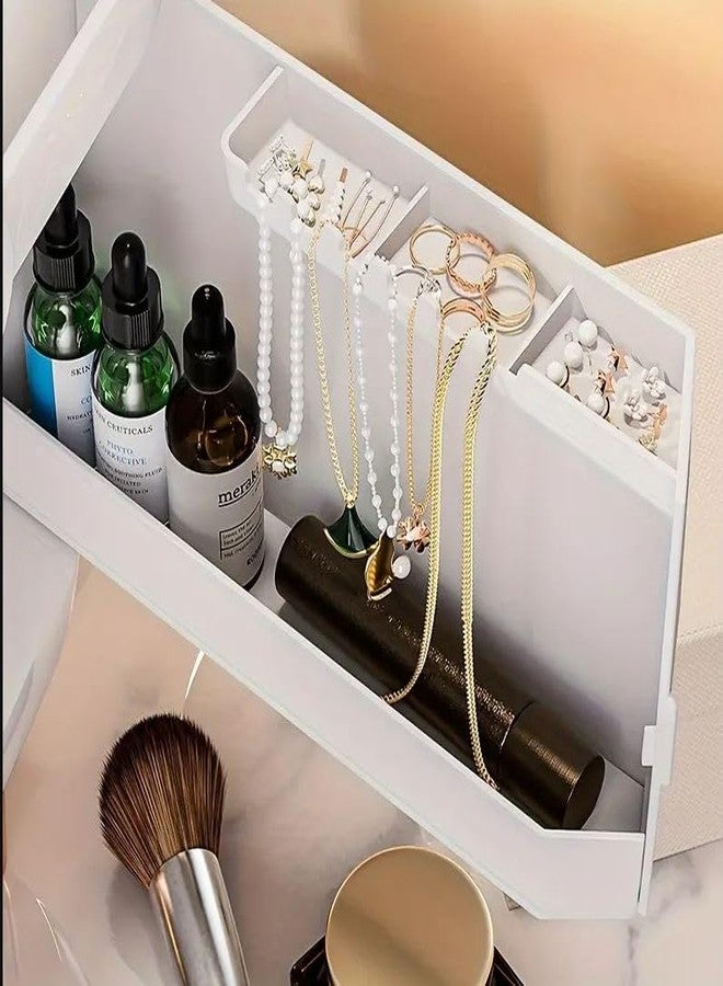 Azelf Cosmetic Organizer Box Desktop Dressing Table Drawer Jewelry Storage Rack High-Level Large Capacity Skin Care Storage Box Dust-proof with Lid cover - Image 5