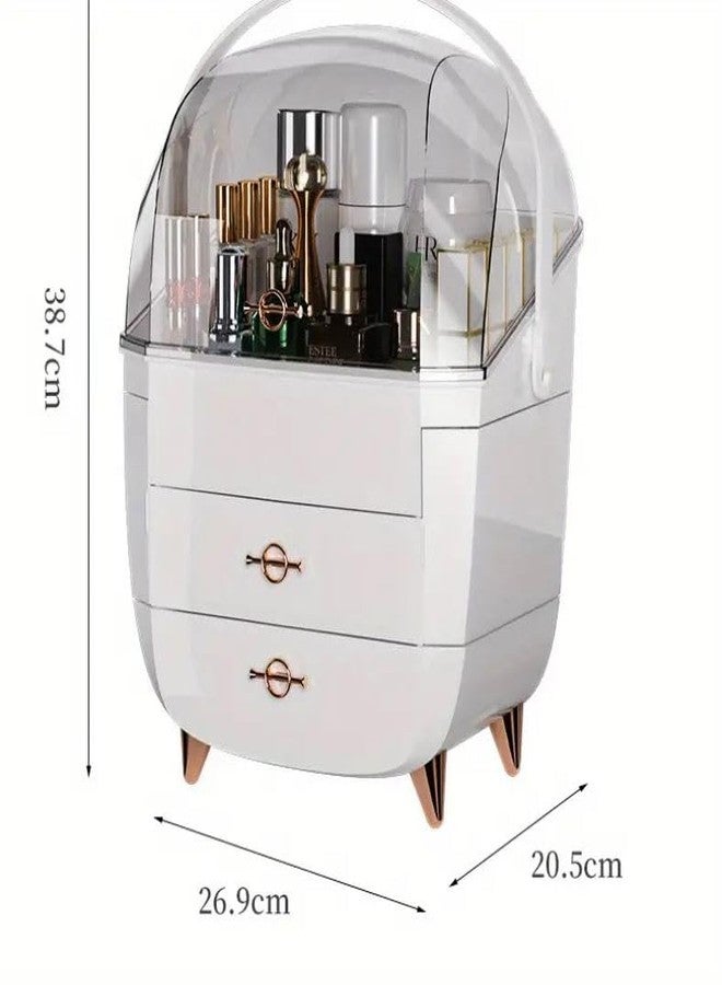 Azelf Cosmetic Organizer Box Desktop Dressing Table Drawer Jewelry Storage Rack High-Level Large Capacity Skin Care Storage Box Dust-proof with Lid cover - Image 4